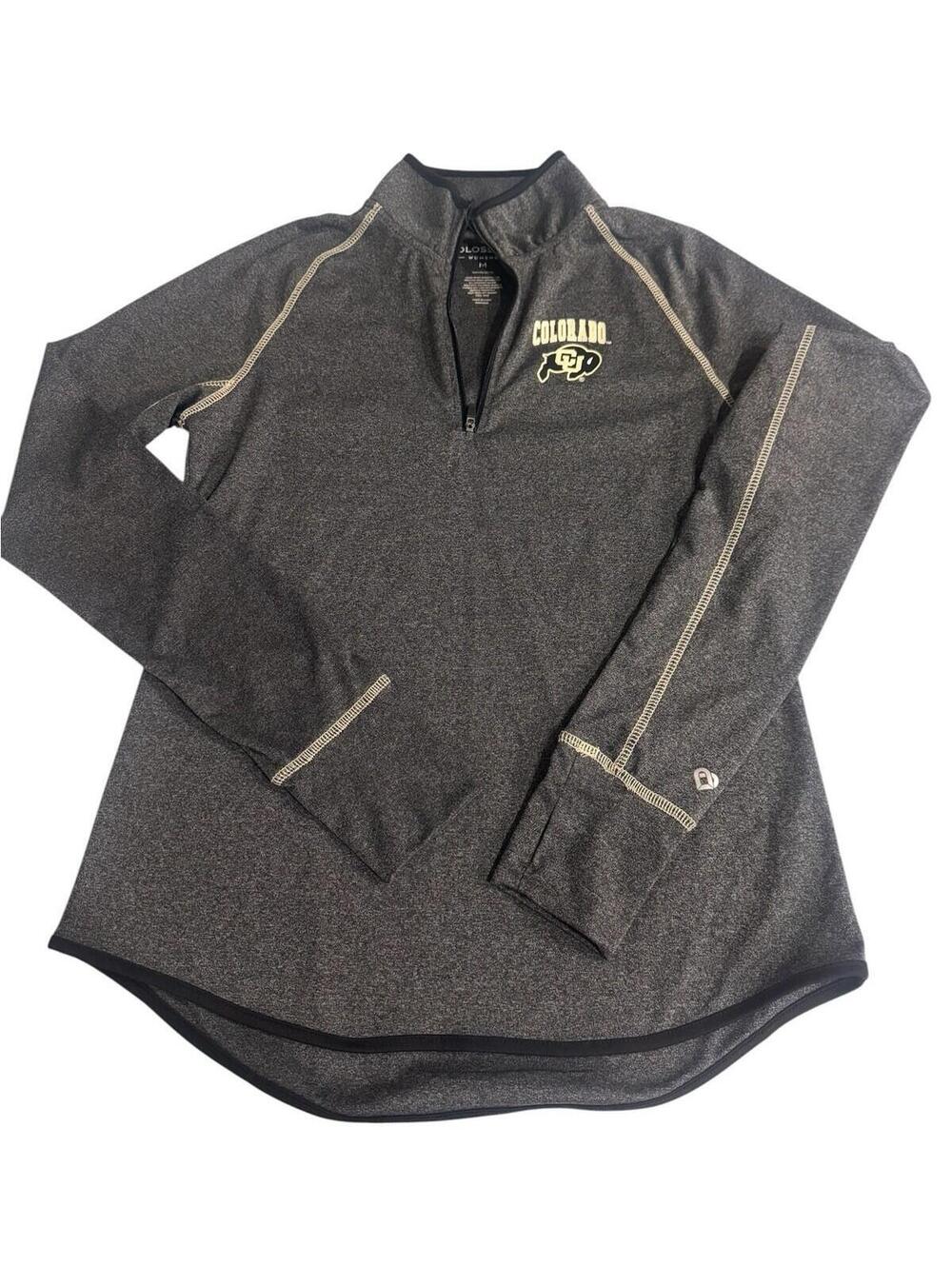 Colosseum Colorado Buffaloes Women's Gray 1/4 Zip Pullover, Size M
